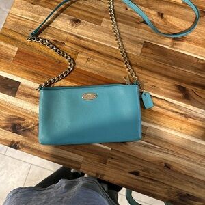 Coach Blue Leather Chain Strap Bag